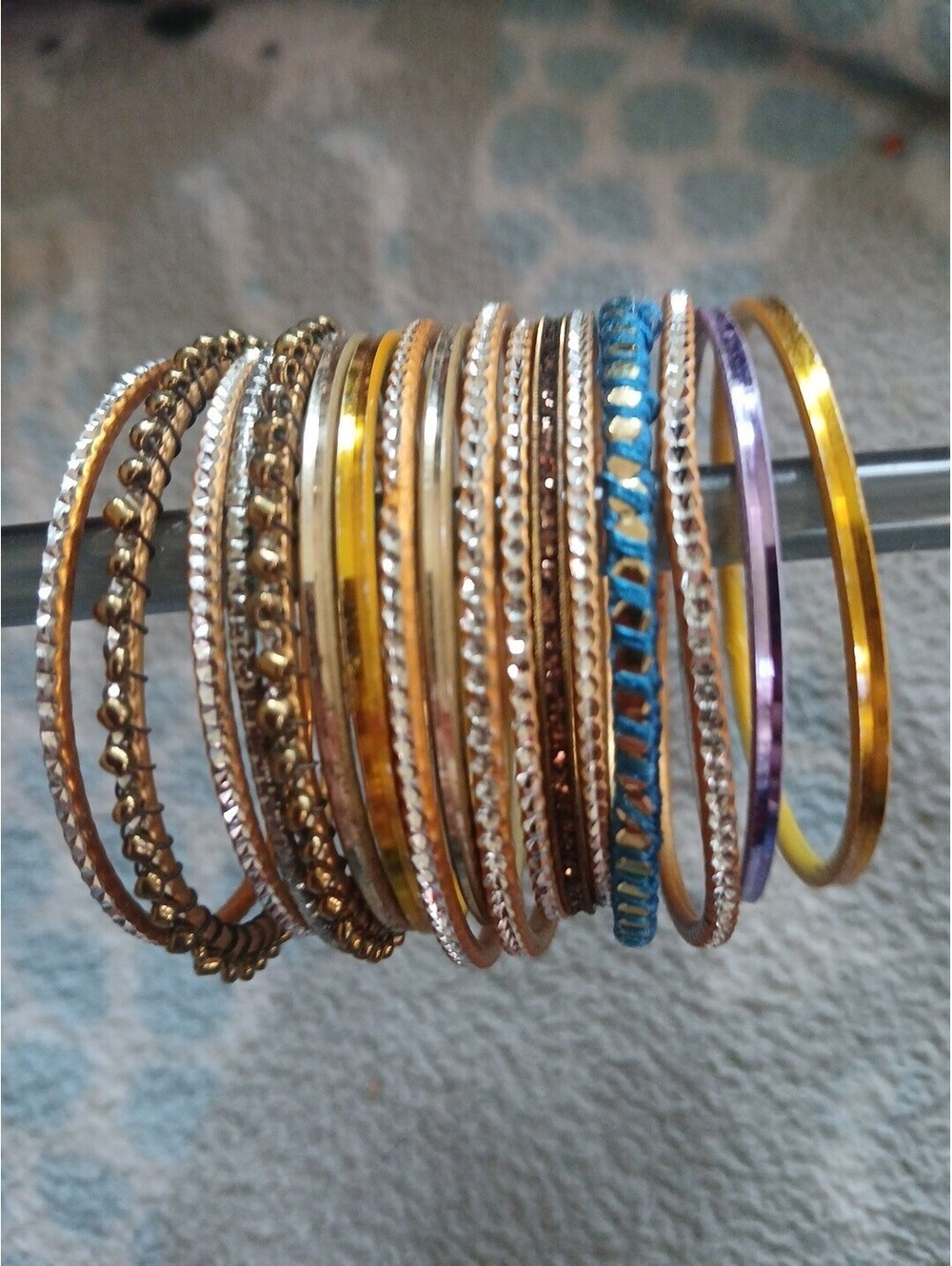 Lot of 17 Assorted Bangle Bracelets Small 2" Inside Diameter Orange Yellow Brown